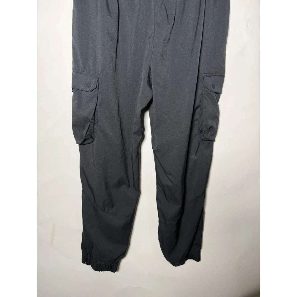 Jordan Mens Black Utility Cargo Pants Jumpman Logo Elastic Waist Zippers Large
